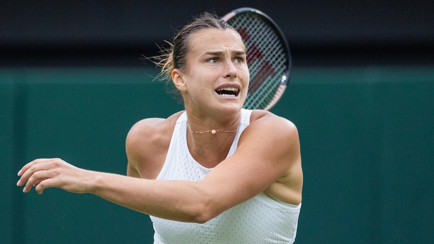Aryna Sabalenka pictured at Wimbledon in 2023