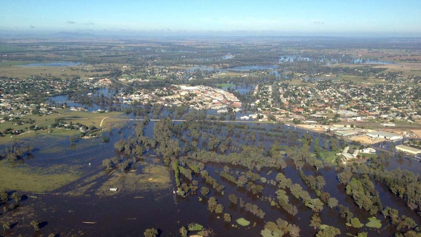 Floodwaters cover the Forbes golf course