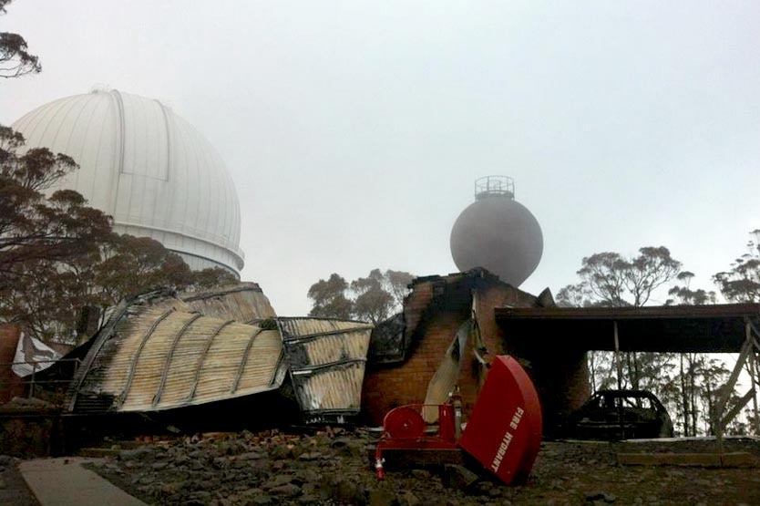 Burnt out remains of building at Observatory