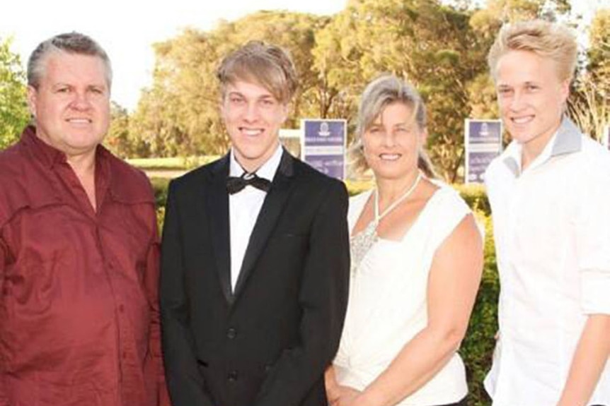 (LtoR) Thorburns pose for a family photo - Rick, Josh, Julene and Trent.