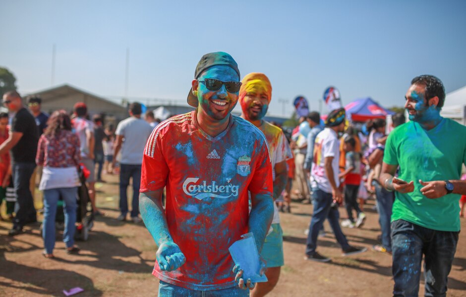 Gagan Deep Singh about to throw coloured powder