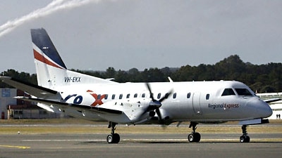 A Regional Express aircraft on the runway.