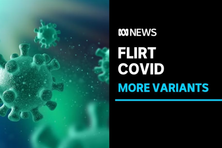 FLiRT COVID, More Variants: Graphic rendering of COVID virus molecules.
