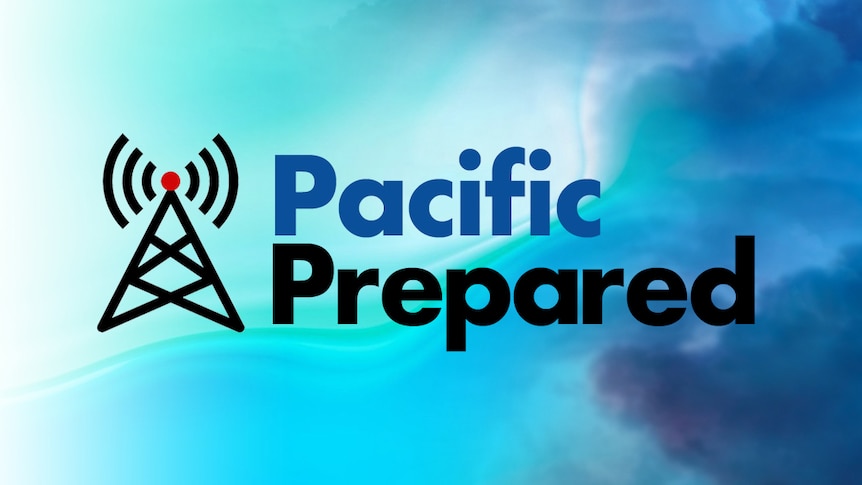 The Pacific Prepared logo against a stormy sky background. The logo features a radio tower symbol.