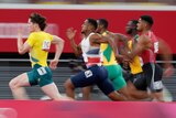 Men competing in the 100m sprint at the Olympics 