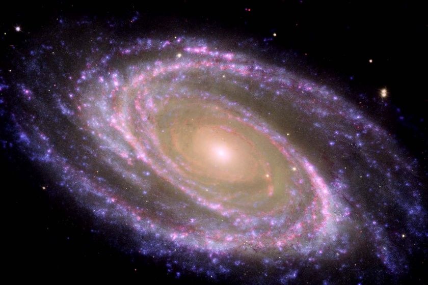 A galaxy spirals somewhere in the universe