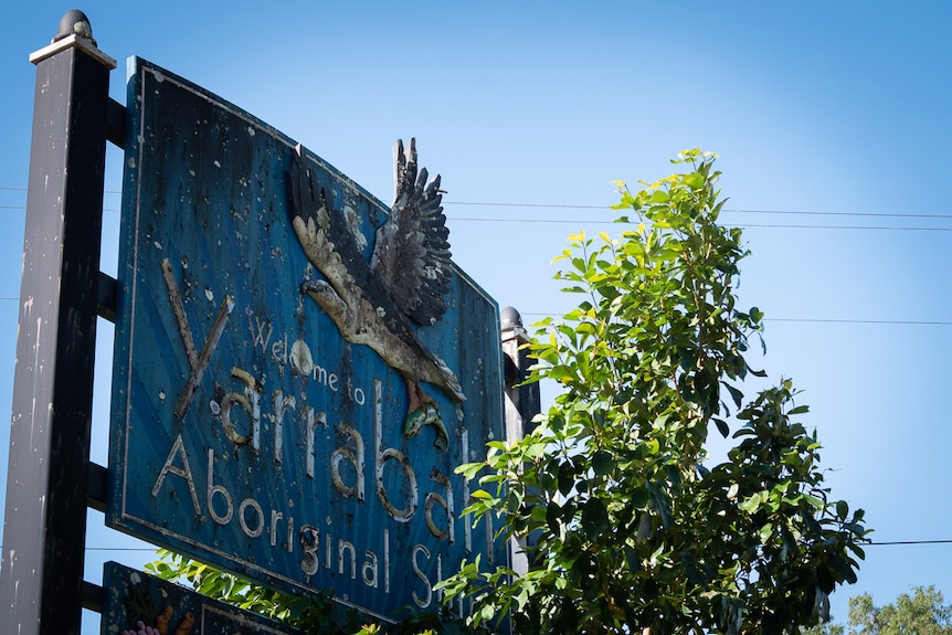 A welcome sign to Yarrabah, in far north Queensland.