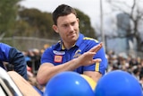 Jeremy McGovern of the Eagles is seen during the AFL Grand Final Parade on September 28, 2018.