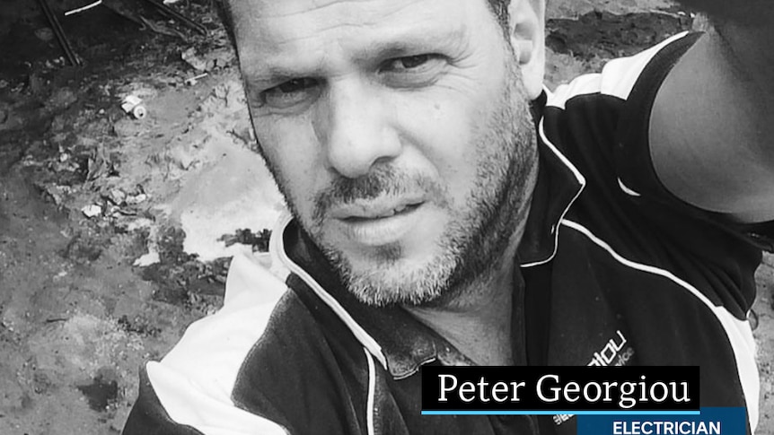 Peter Georgiou takes a selfie as a former electrician