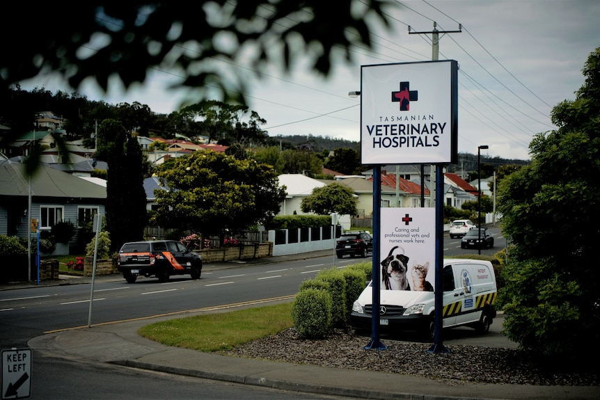 Exterior signage of a vet clinic.