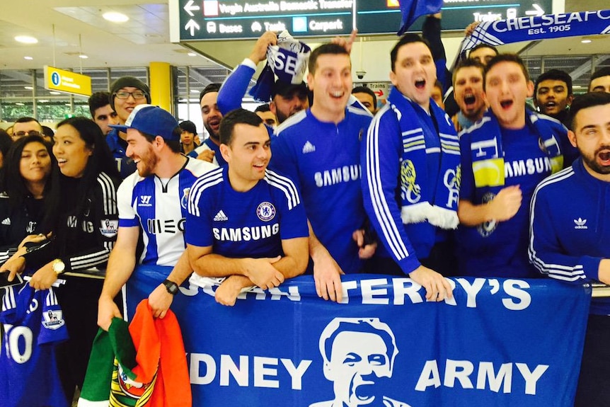 Chelsea fans at Sydney Airport