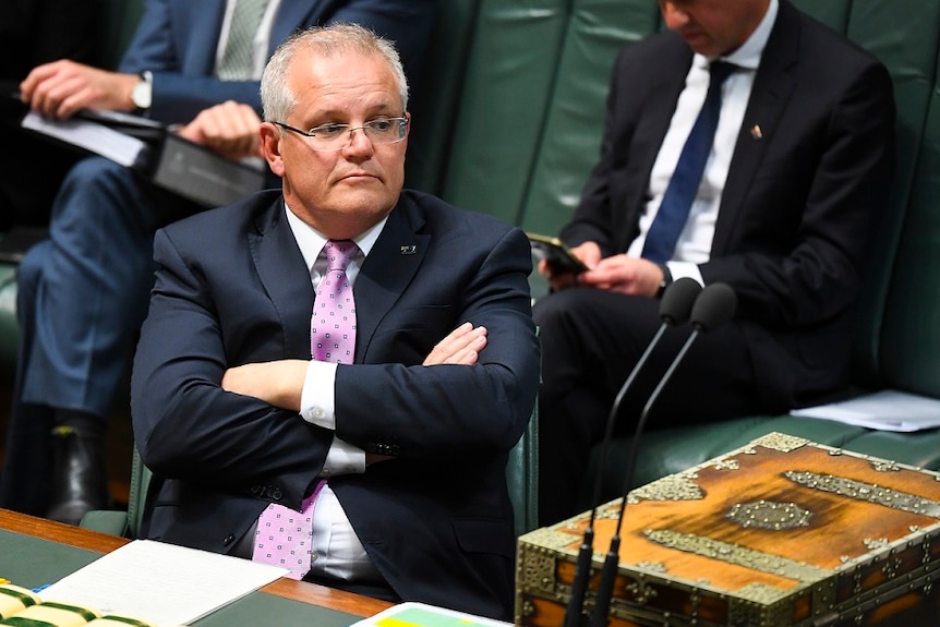 Australian Prime Minister Scott Morrison reacts during House of Representatives Question Time October 16, 2019. 