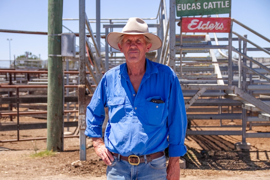 Jondaryn cattle farmer Lloyd Jantezki at the Dalby saleyards in December 2019.