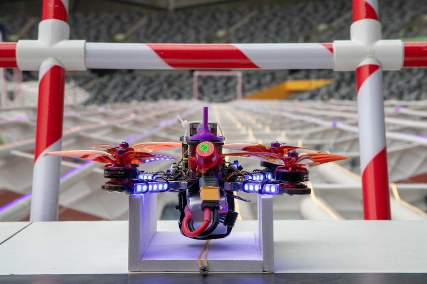 A racing drone from 2018 World Championships used in an attempt at the world record.