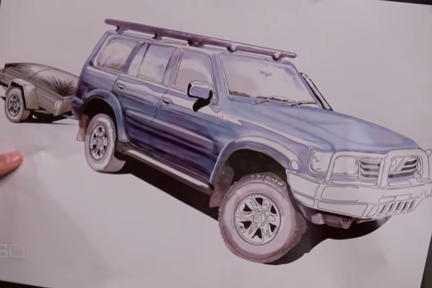 A sketch of a four-wheel drive with a trailer