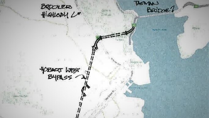 Notes on map showing route of proposed twin highway tunnels.