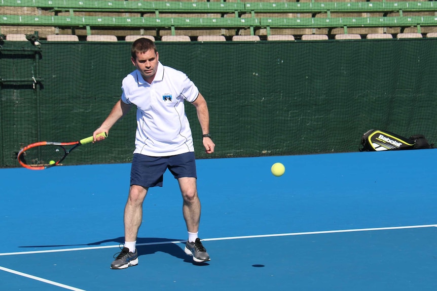 Michael Fogarty, 41, was born with optic atrophy and started playing blind tennis in his late teens.