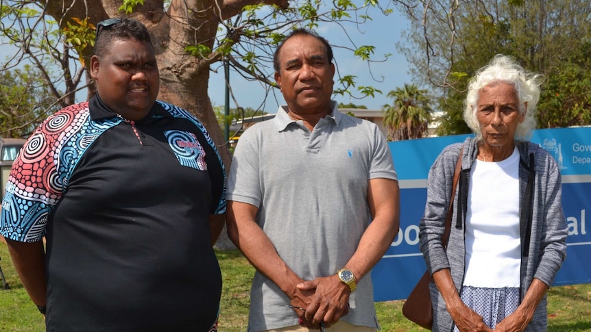 The family of Mr Jackamarra gather outside Broome Regional Prison where he died in custody.