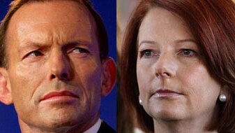 Prime Minister Julia Gillard and Opposition Leader Tony Abbott. (Getty Images) 340