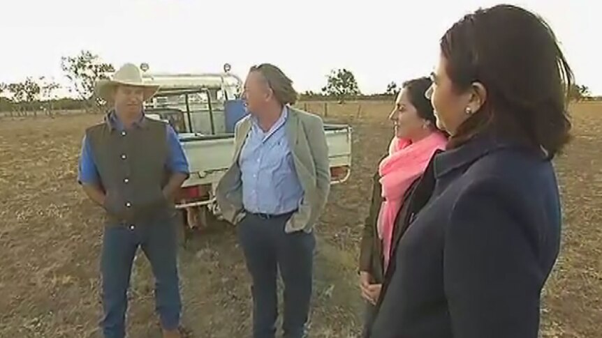 Premier Annastacia Palaszczuk with the Hindmarsh family on their drought-stricken property outside Charleville