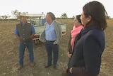 Premier Annastacia Palaszczuk with the Hindmarsh family on their drought-stricken property outside Charleville