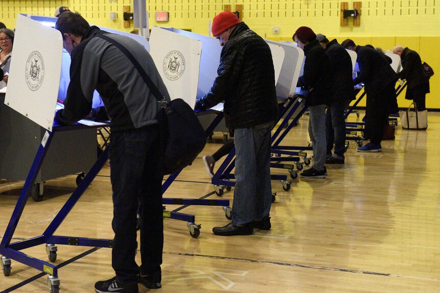 Voters cast their ballots during the US presidential election.
