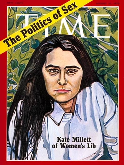 An illustration of a woman on the cover of Time magazine with the banner 'The Politics of Sex'.