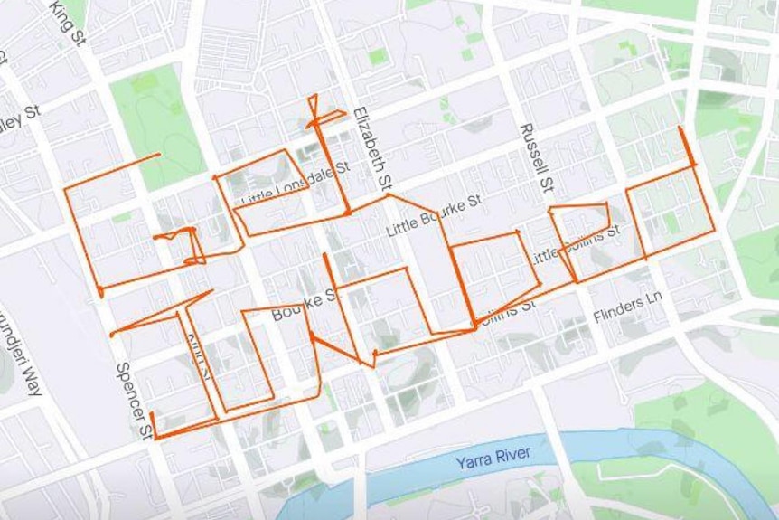Pravin Xeona's Get Jabbed GPS artwork in the Melbourne CBD