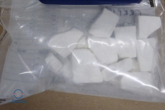 A bag containing blocks of a white substance