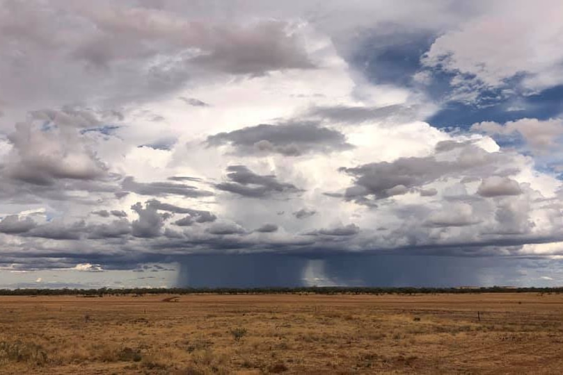 Storm clouds form over Cannington Station at McKinlay.