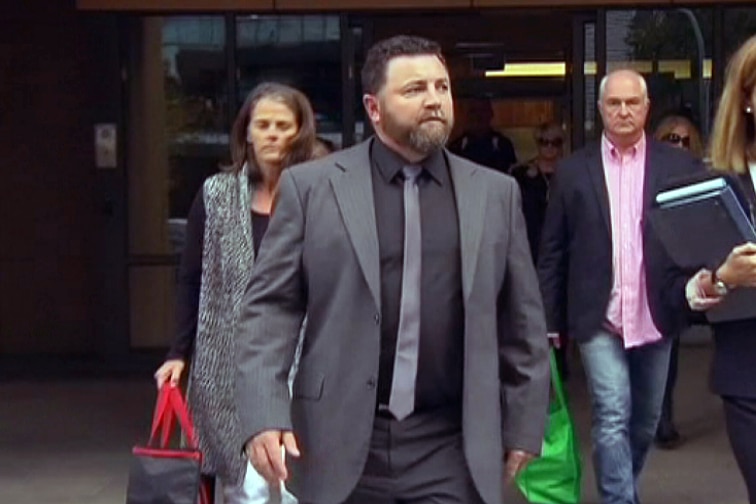 Paul Callaway leaves the inquest into Brenda Goudge's death, earlier this year.