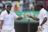 Tamim Iqbal and Mohammad Mahmudullah bat against South Africa in Chittagong.