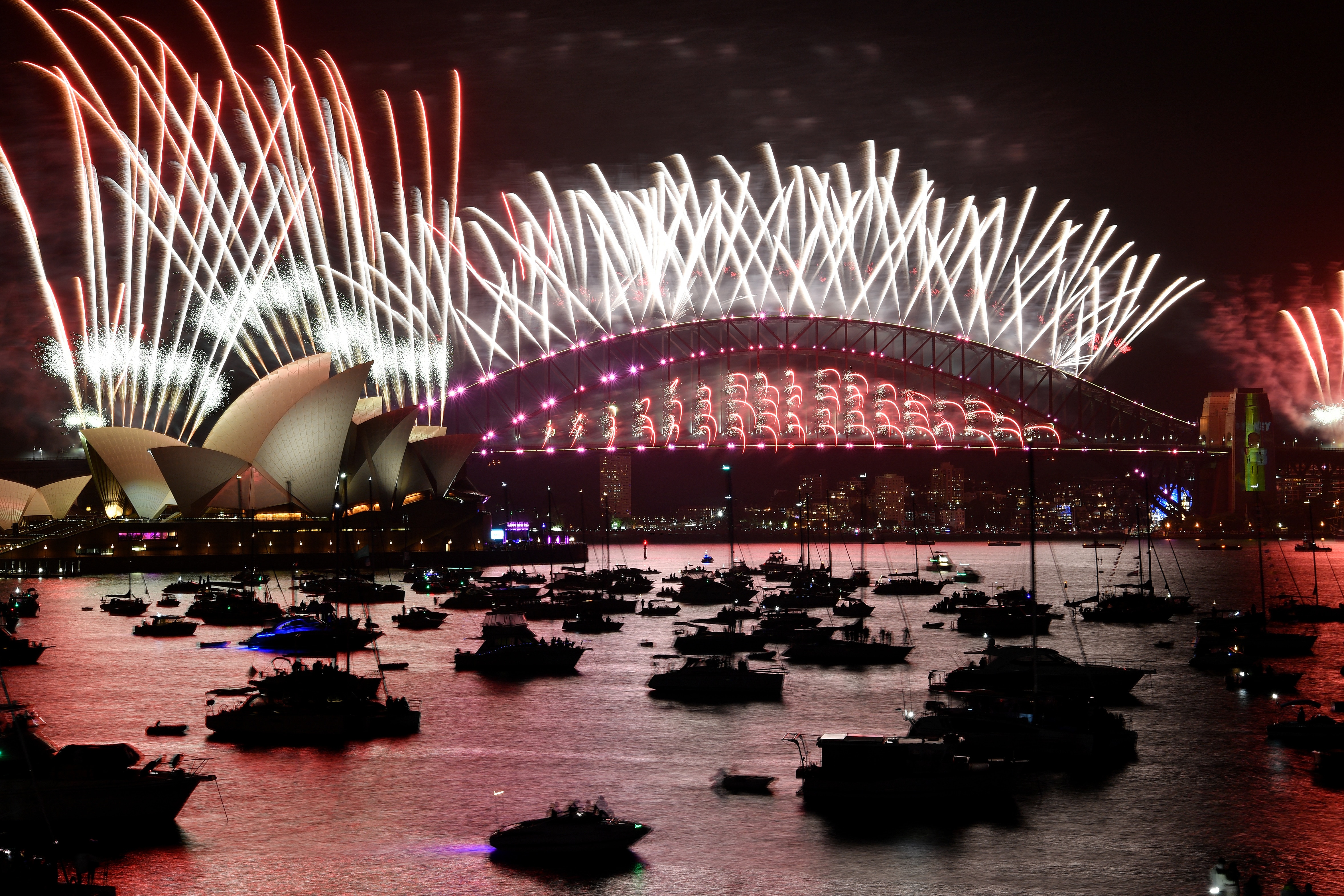 The Sydney midnight fireworks over the Sydney Opera House and Sydney Harbour Bridge on Sunday, January 1, 2023