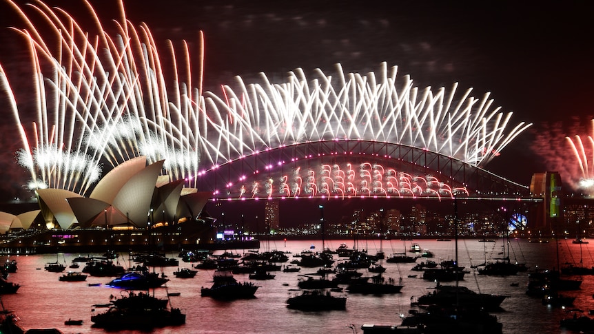 The Sydney midnight fireworks over the Sydney Opera House and Sydney Harbour Bridge on Sunday, January 1, 2023