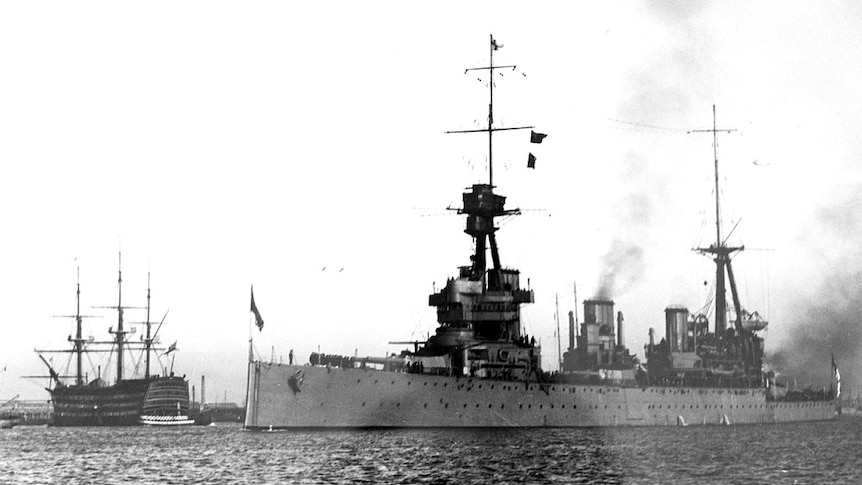 HMAS Australia I and HMAS Victory pictured in 1913