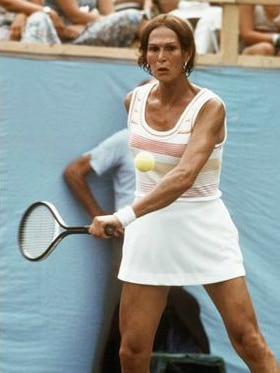 Renee Richards in action at the US Open in 1977.