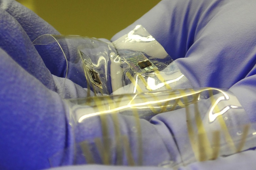 A picture of the artificial skin that is able to sense pressure