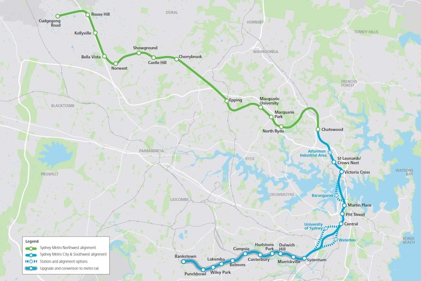 Sydney Metro rail map