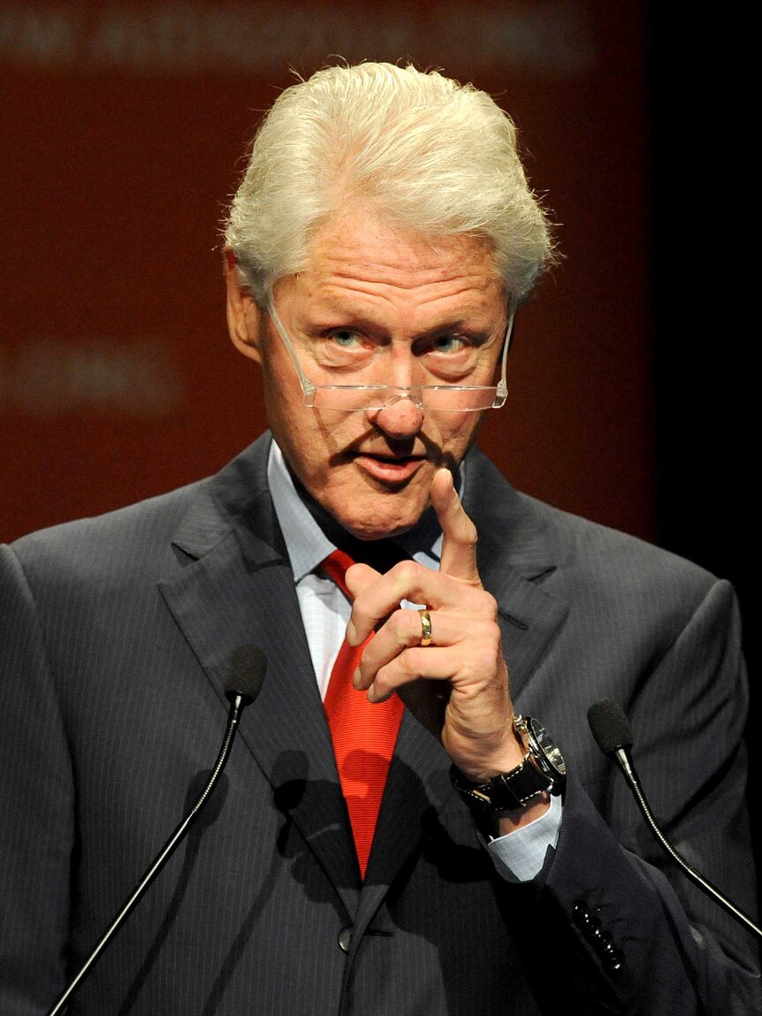 Former US president Bill Clinton during his speech at the 2014 International AIDS Conference, in Melbourne.