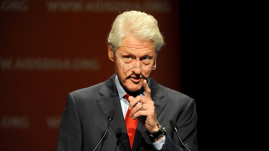 Former US president Bill Clinton during his speech at the 2014 International AIDS Conference, in Melbourne.