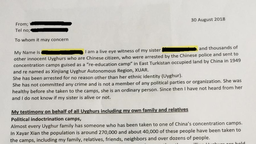 Testimony from Uighur eyewitness