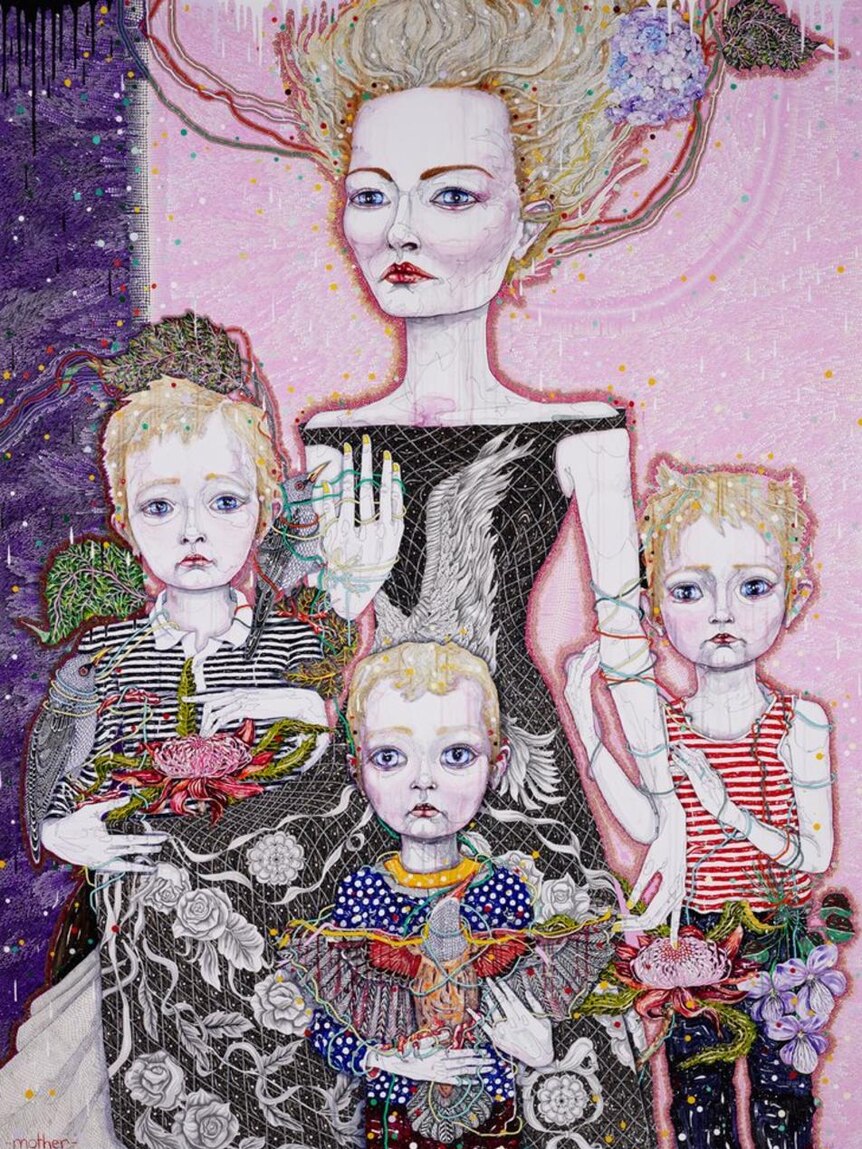 Mother (A Portrait Of Cate) by Del Kathryn Barton - finalist in the 2011 Archibald Prize, April 2011