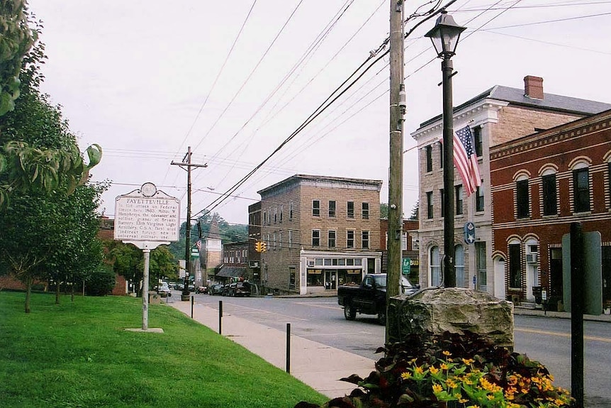 A street running through a small American town 