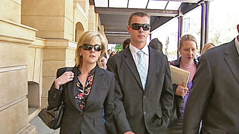 Paul Edwards (centre) leaves court after being convicted of manslaughter