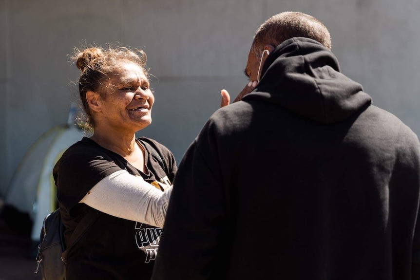 Shonna Brown with Neville Riley in the Lord Street camp.