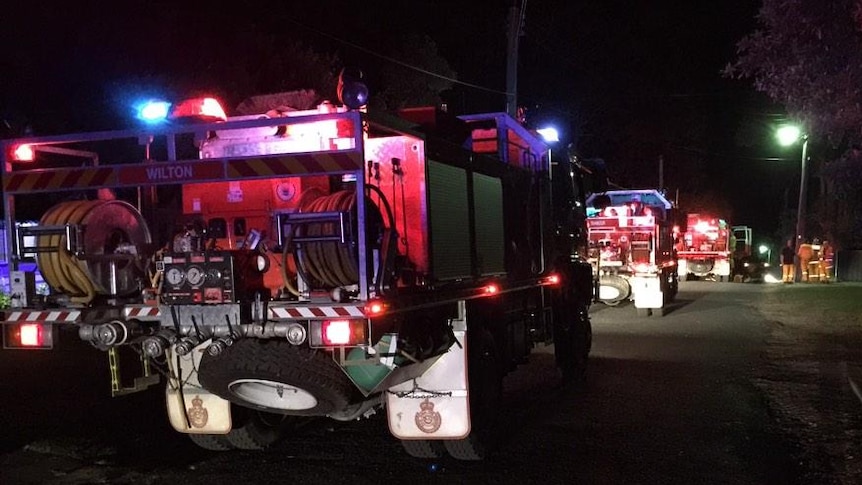 RFS strike teams at Florabella St in Warrimoo ahead of an expected wind change.