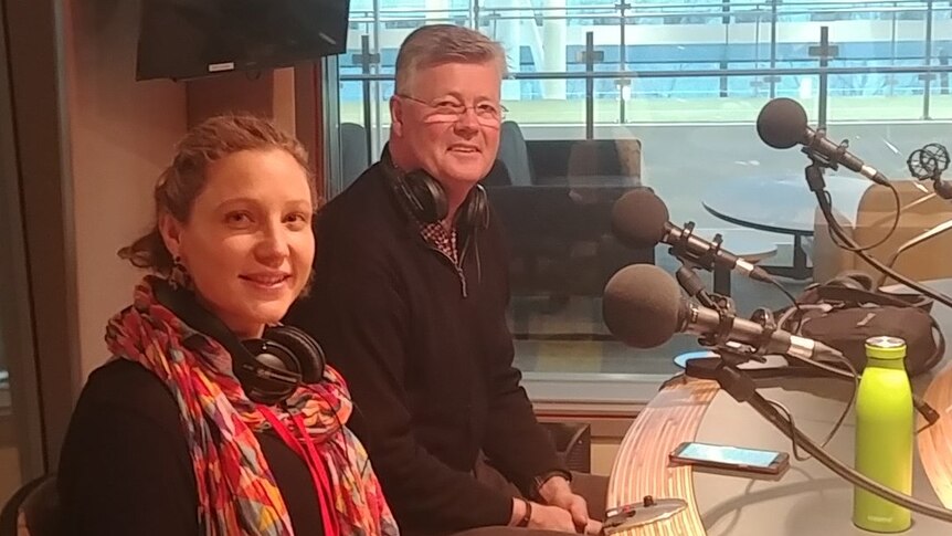Grant Stewart and Philippa Heir in the ABC RN studios