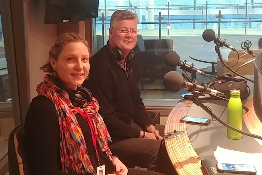 Grant Stewart and Philippa Heir in the ABC RN studios