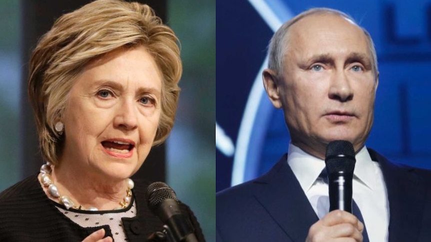 Composite image of Hillary Clinton and Vladimir Putin