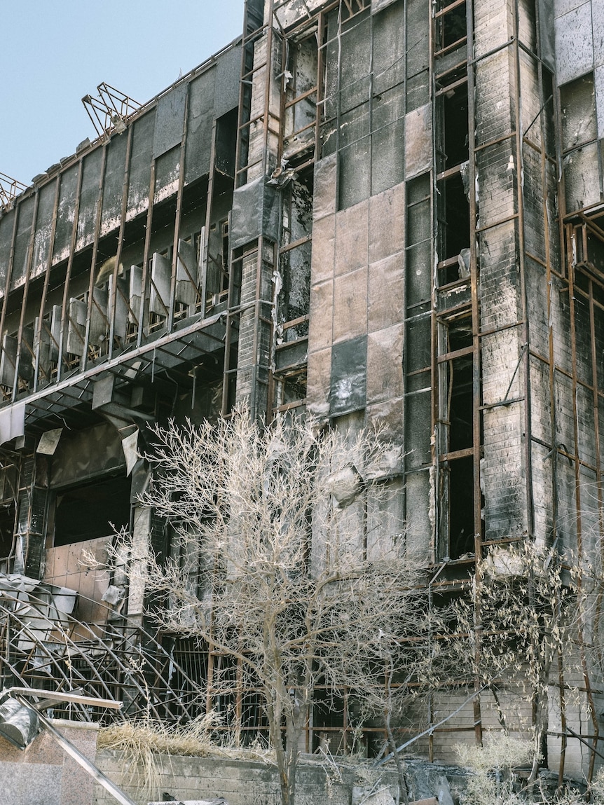 A damaged building